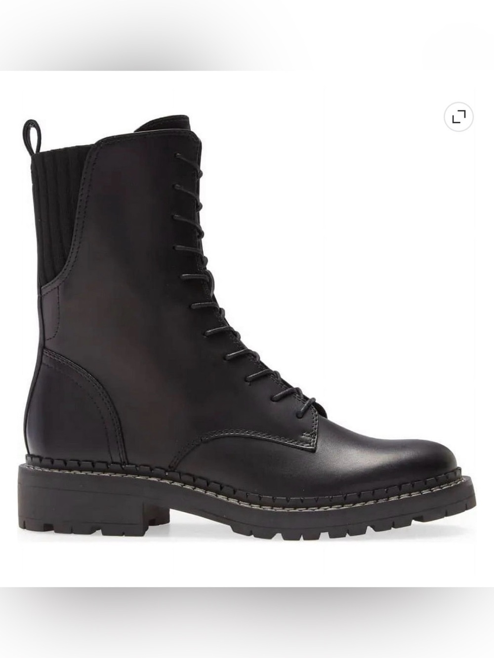 Sam Edelman Lex Grunge Black Leather Chunky Lace-Up Utility Combat Boots 7.5